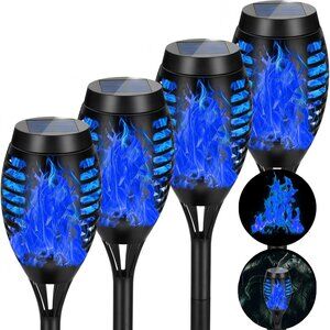 Outdoor Christams Decorations Blue, 4 Pack Solar Christams Light Outdoor with Fl